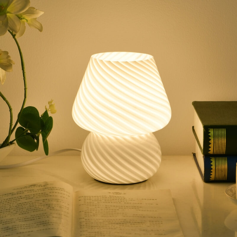French Cream Mushroom Table Lamp Eye Protection Full Spectrum