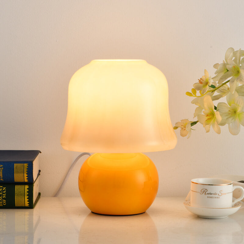 French Cream Mushroom Table Lamp Eye Protection Full Spectrum