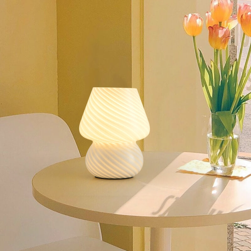 French Cream Mushroom Table Lamp Eye Protection Full Spectrum