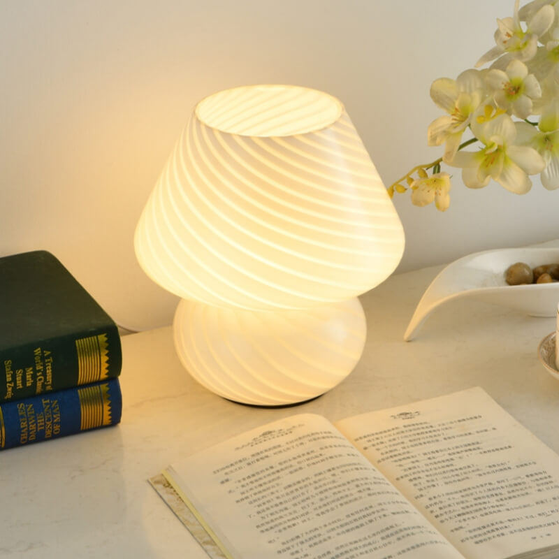 French Cream Mushroom Table Lamp Eye Protection Full Spectrum