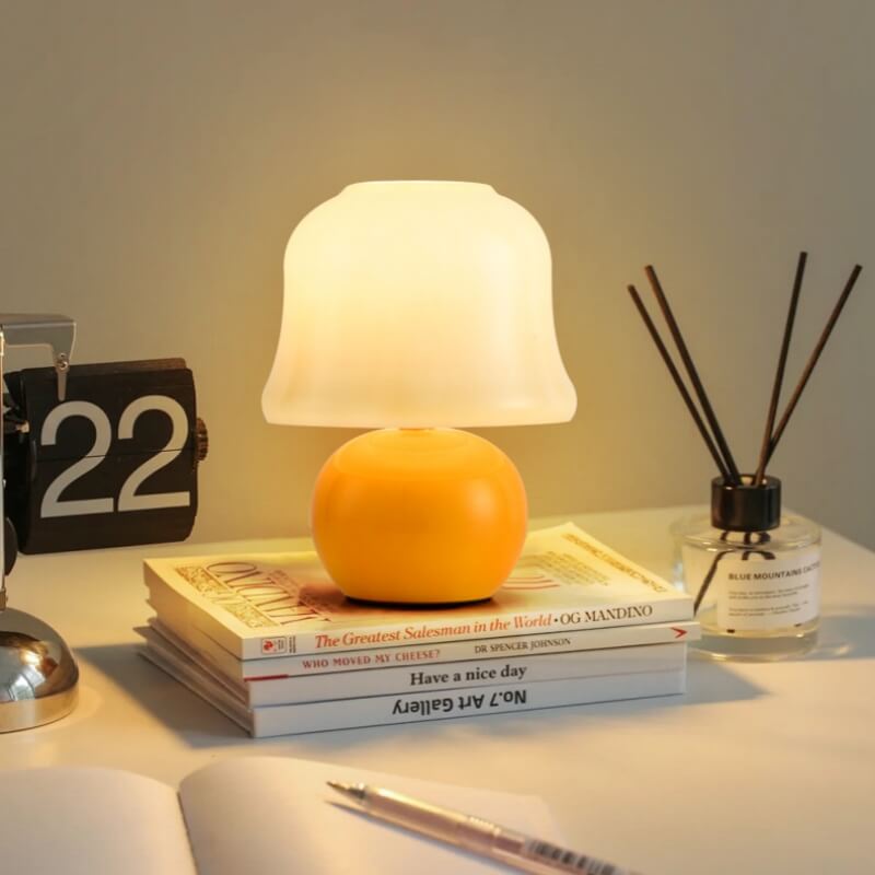 French Cream Mushroom Table Lamp Eye Protection Full Spectrum