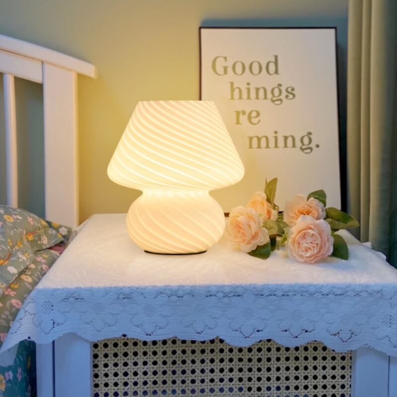 French Cream Mushroom Table Lamp Eye Protection Full Spectrum