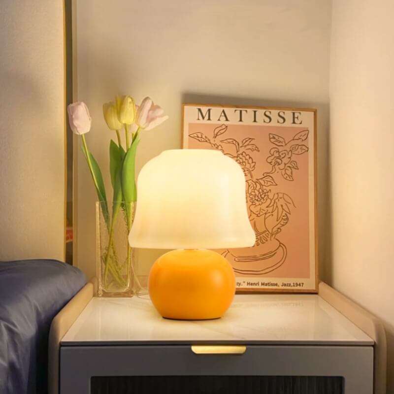 French Cream Mushroom Table Lamp Eye Protection Full Spectrum