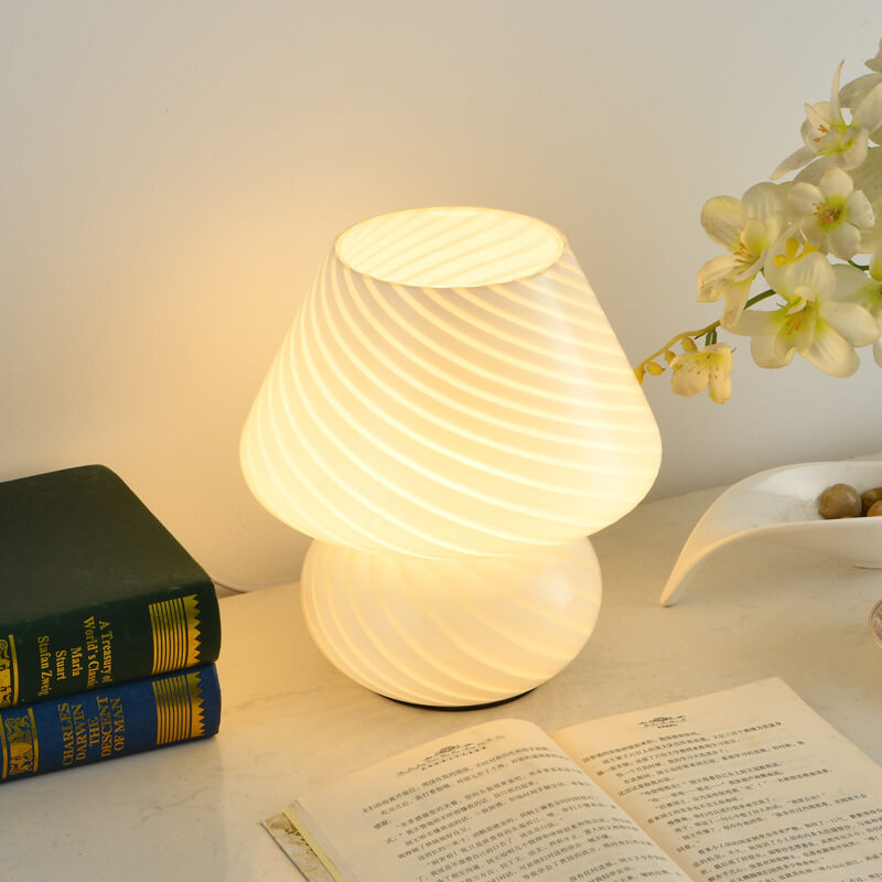 French Cream Mushroom Table Lamp Eye Protection Full Spectrum