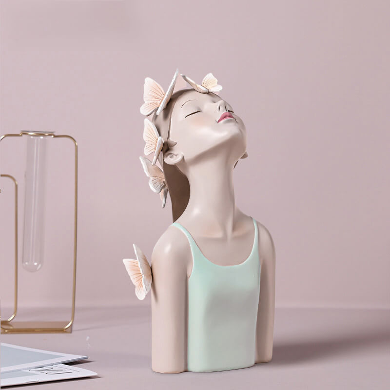 Looking Up Girl Resin Decoration