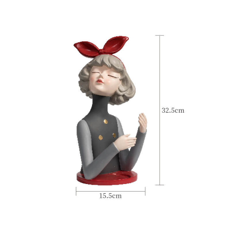 Bow Girl Resin Ornament Suitable for Wine