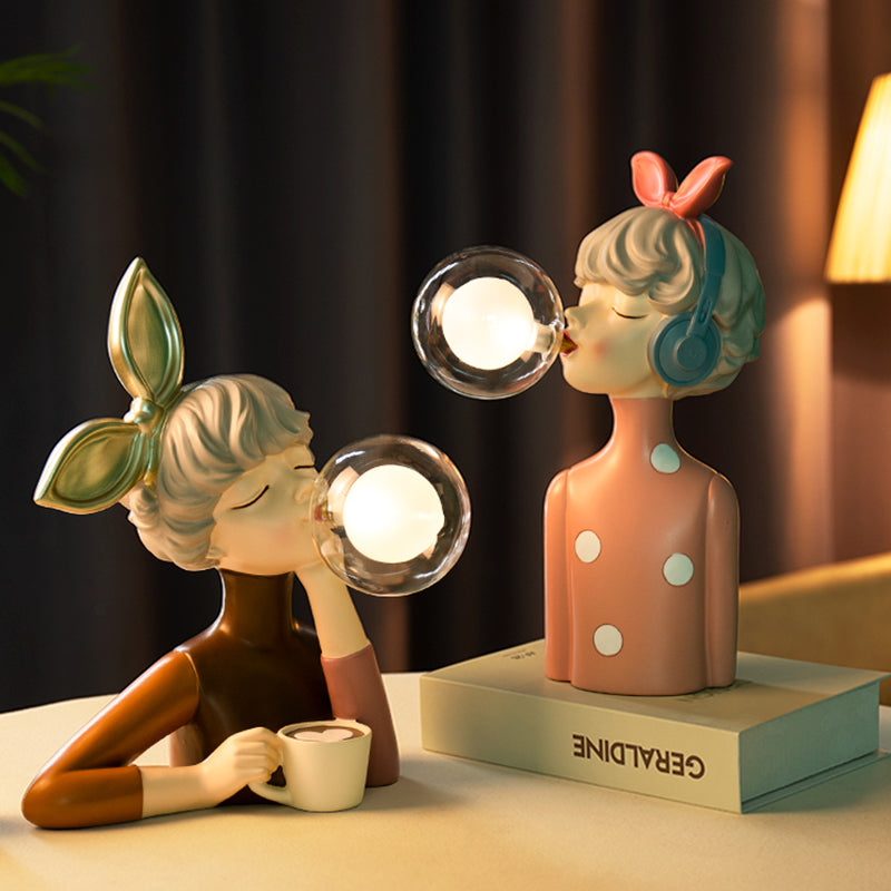 Bubble Girl Night Light Resin Table Lamp