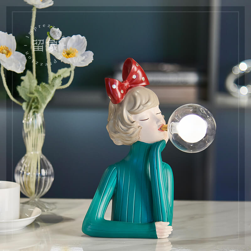 Bubble Girl Night Light Resin Table Lamp