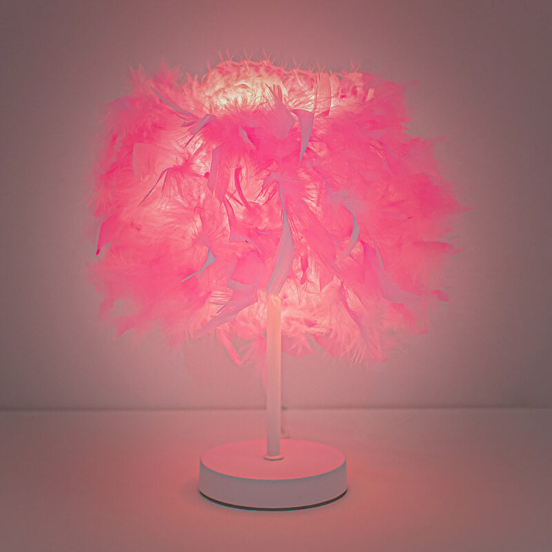 Luxury Feather USB Night Light  Art Table Lamp