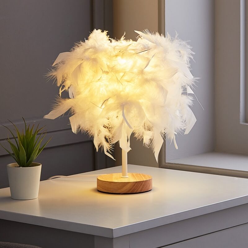 Luxury Feather USB Night Light  Art Table Lamp