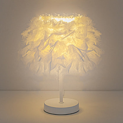 Luxury Feather USB Night Light  Art Table Lamp