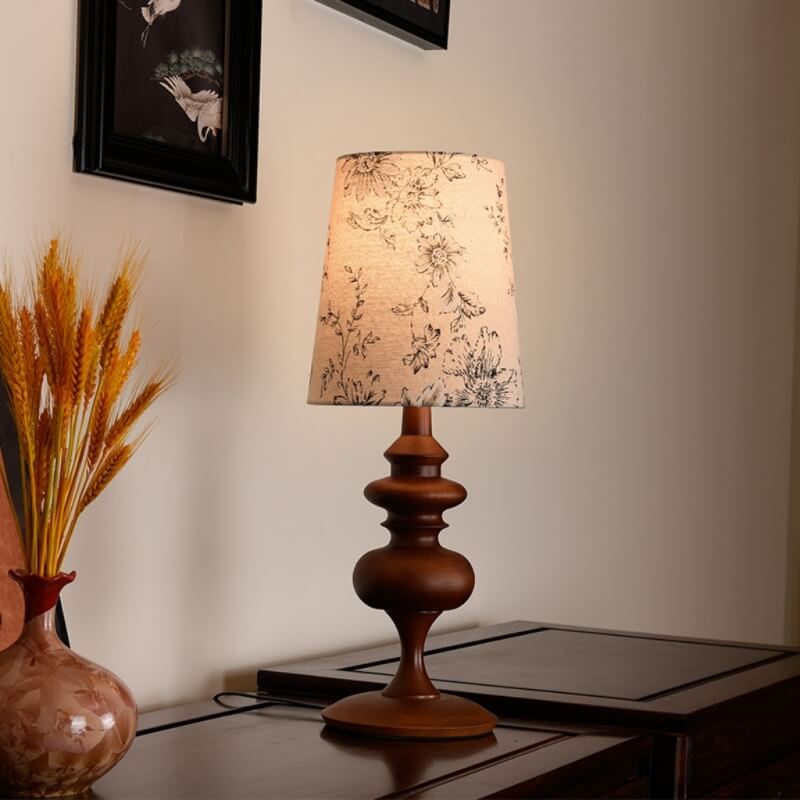 Retro Fabric Wood Table Lamp