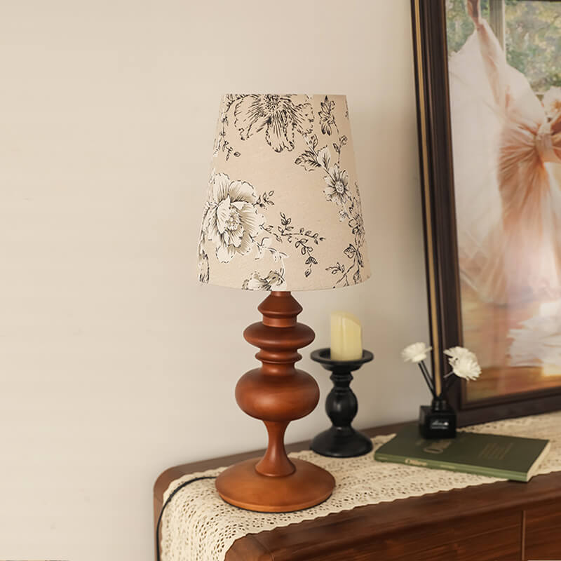 Retro Fabric Wood Table Lamp