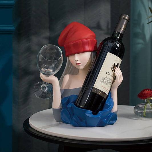 Cool Girl Resin Decoration Wine Bottle Holder